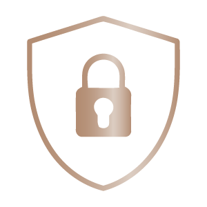 Gold gradient icon - padlock in shield