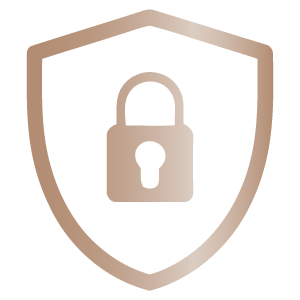Gold gradient icon - padlock in shield